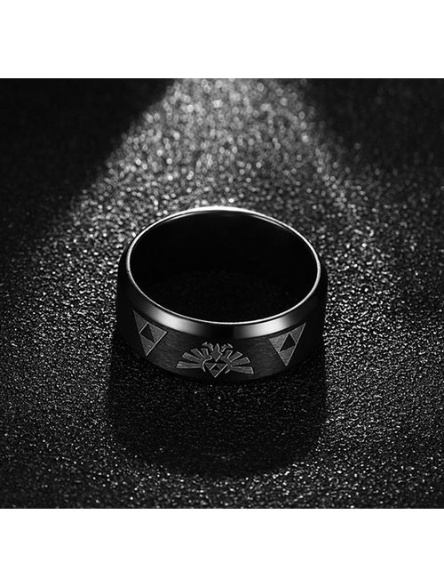 Nanafast 8mm The Legend of Zelda Triforce Ring, Stainless Steel Matte Finished Bands