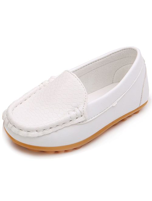 LONSOEN Toddler Little Kid Boys Girls Soft Slip On Loafers Dress Flat Shoes