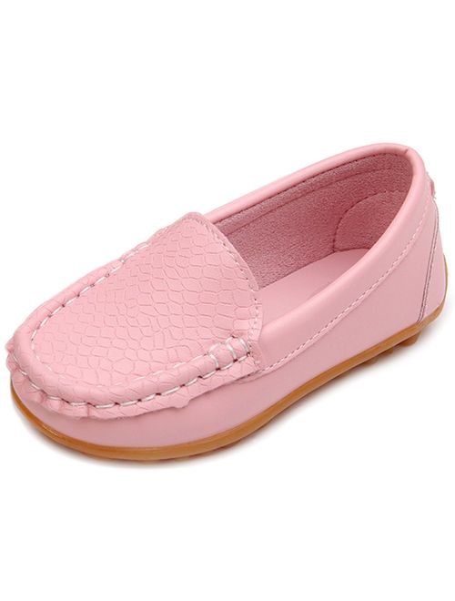 LONSOEN Toddler Little Kid Boys Girls Soft Slip On Loafers Dress Flat Shoes