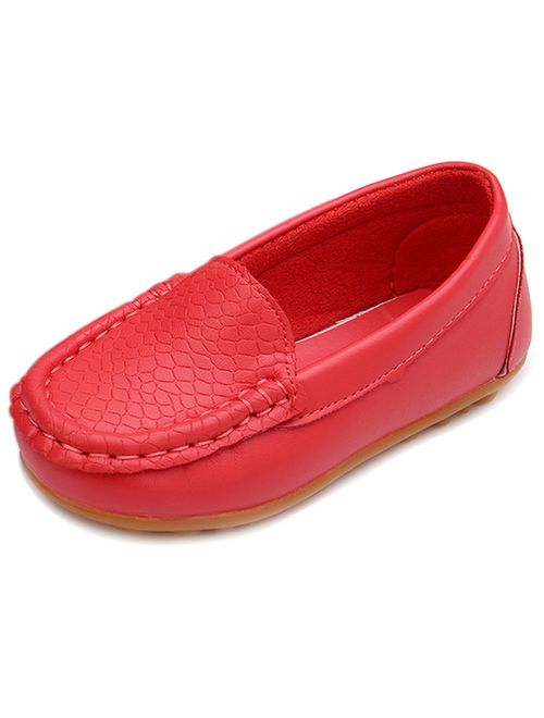 LONSOEN Toddler Little Kid Boys Girls Soft Slip On Loafers Dress Flat Shoes