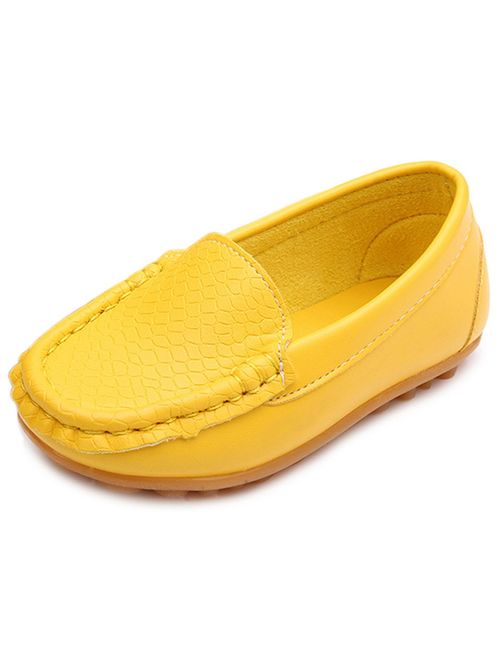 LONSOEN Toddler Little Kid Boys Girls Soft Slip On Loafers Dress Flat Shoes