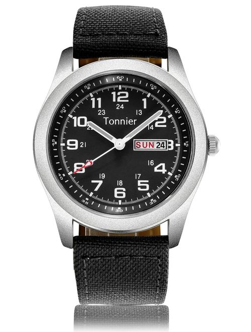 Tonnier Men's Weekender&Calendar Analog Canvas Strap Mans Watches