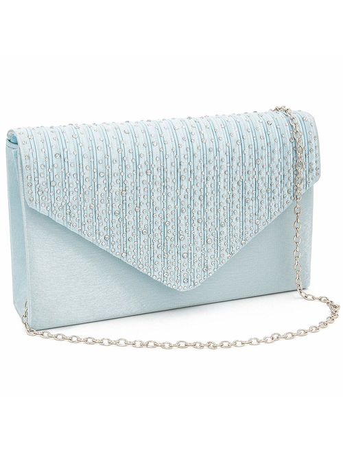 Milisente Evening Bag for Women, Glitter Rhinestone Wedding Evening Purse Crystal Envelope Crossbody Shoulder Clutch Bags