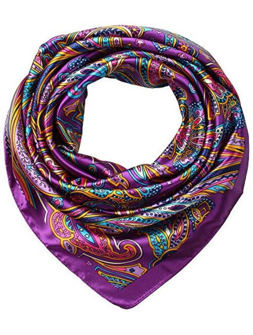 corciova 35 x 35 Large Square Hair Scarf for Black Women Silk Curly Headband Tie Sleeping at Night Fashion Bandana Headscarf