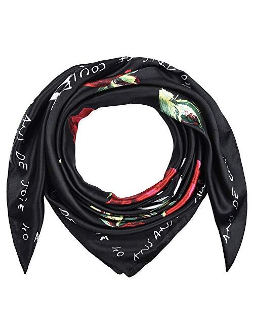 corciova 35 x 35 Large Square Hair Scarf for Black Women Silk Curly Headband Tie Sleeping at Night Fashion Bandana Headscarf