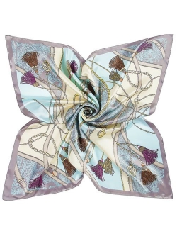 YOUR SMILE Polyester Scarf Women's Fashion Pattern Large Square Satin Headscarf 35''x35''