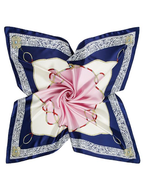 YOUR SMILE Polyester Scarf Women's Fashion Pattern Large Square Satin Headscarf 35''x35''