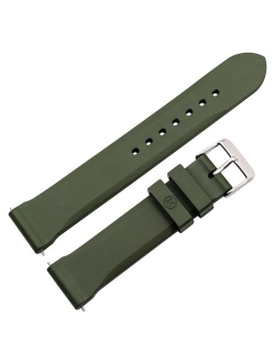 Marathon Watch Rubber Watch Strap with Non-Magnetic 316L Buckle and 2 Swiss Made Stainless Steel Shoulder-Less Spring Bars Included - 20mm - Made in Italy - Available in 