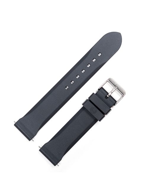 Marathon Watch Rubber Watch Strap with Non-Magnetic 316L Buckle and 2 Swiss Made Stainless Steel Shoulder-Less Spring Bars Included - 20mm - Made in Italy - Available in 