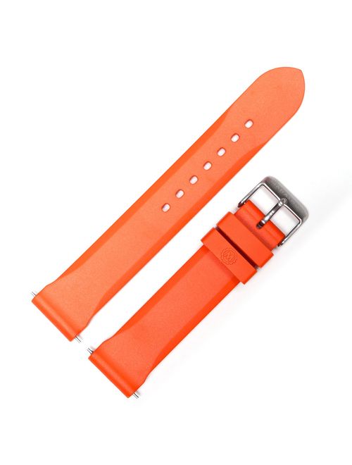 Marathon Watch Rubber Watch Strap with Non-Magnetic 316L Buckle and 2 Swiss Made Stainless Steel Shoulder-Less Spring Bars Included - 20mm - Made in Italy - Available in 