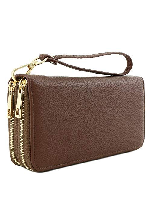 Double Zip Around Wristlet Wallet