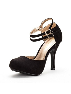 Women's Classy Mary Jane Double Ankle Strap Almond Toe High Heel Pumps