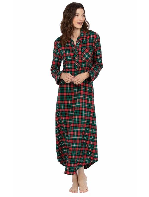 PajamaGram Women's Flannel Nightgown Plaid - Cotton Flannel Nightgown Womens