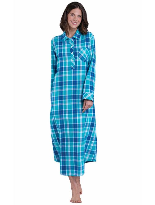 PajamaGram Women's Flannel Nightgown Plaid - Cotton Flannel Nightgown Womens