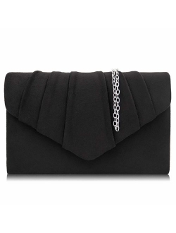 Women Evening Bag Velvet Pleated Clutch Purse Envelope Clutches