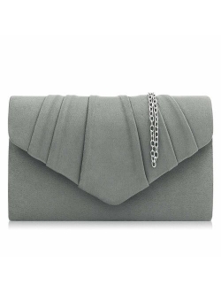 Women Evening Bag Velvet Pleated Clutch Purse Envelope Clutches