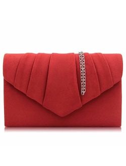 Women Evening Bag Velvet Pleated Clutch Purse Envelope Clutches