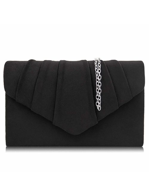 Milisente Women Evening Bag Velvet Pleated Clutch Purse Envelope Clutches