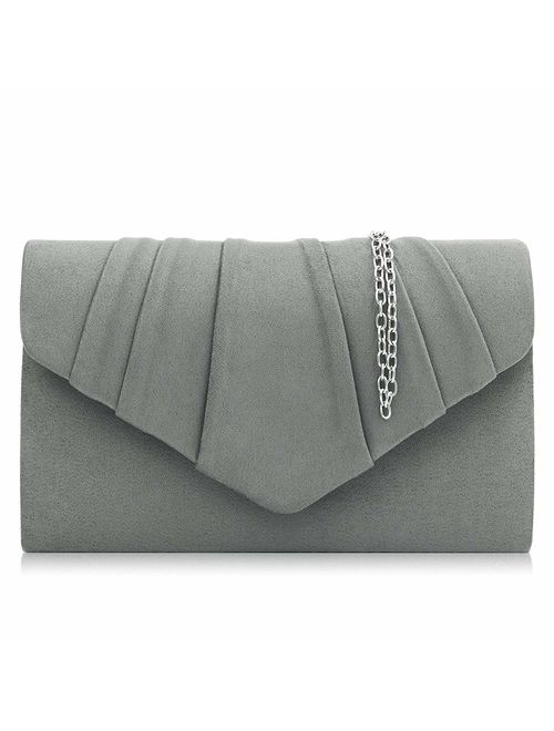 Milisente Women Evening Bag Velvet Pleated Clutch Purse Envelope Clutches