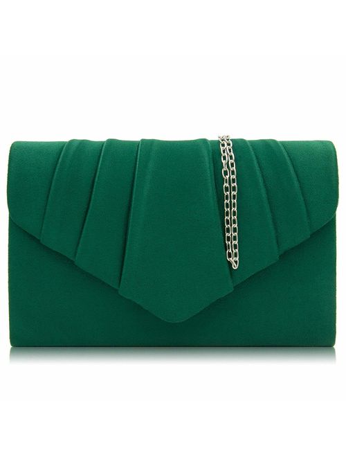 Milisente Women Evening Bag Velvet Pleated Clutch Purse Envelope Clutches