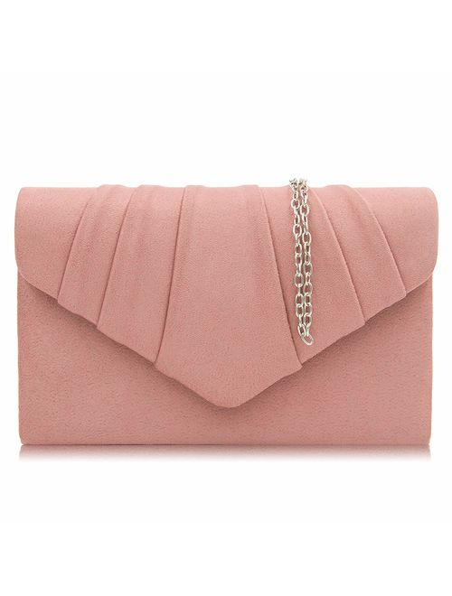 Milisente Women Evening Bag Velvet Pleated Clutch Purse Envelope Clutches