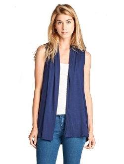 Women's Soft Solid Sleeveless Bamboo Layering Vest Cardigan Sweater -Made in USA