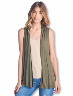 Women's Soft Solid Sleeveless Bamboo Layering Vest Cardigan Sweater -Made in USA