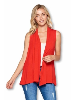 Women's Soft Solid Sleeveless Bamboo Layering Vest Cardigan Sweater -Made in USA