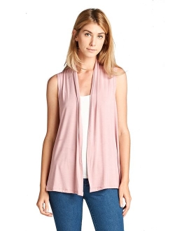 Women's Soft Solid Sleeveless Bamboo Layering Vest Cardigan Sweater -Made in USA