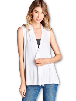 Women's Soft Solid Sleeveless Bamboo Layering Vest Cardigan Sweater -Made in USA