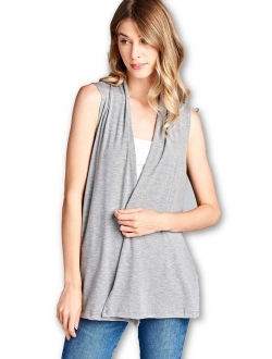 Women's Soft Solid Sleeveless Bamboo Layering Vest Cardigan Sweater -Made in USA