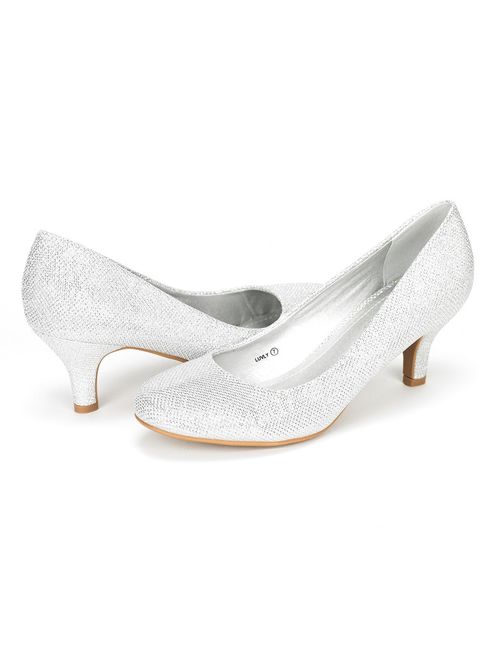 DREAM PAIRS Luvly Women's Bridal Wedding Party Low Heel Pump Shoes