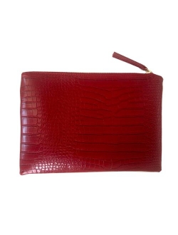 NIGEDU Women Clutches Crocodile Grain PU Leather Envelope large Clutch Bag