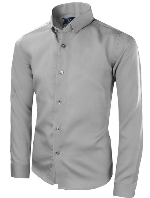 Black n Bianco Boys' Signature Sateen Long Sleeve Dress Shirt