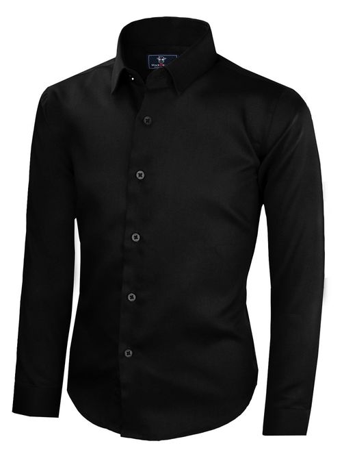 Black n Bianco Boys' Signature Sateen Long Sleeve Dress Shirt