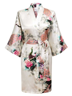 Swhiteme Women's Kimono Robe, Short