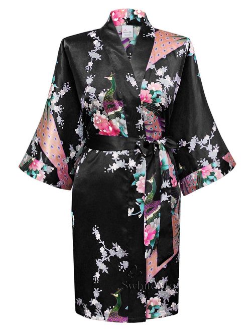 Swhiteme Women's Kimono Robe, Short