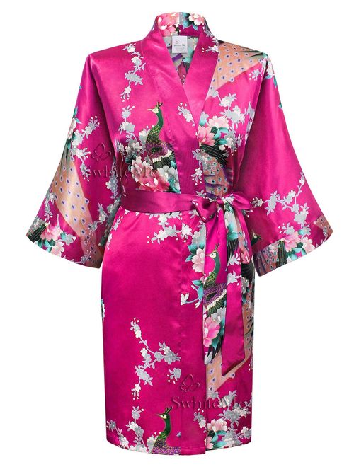 Swhiteme Women's Kimono Robe, Short