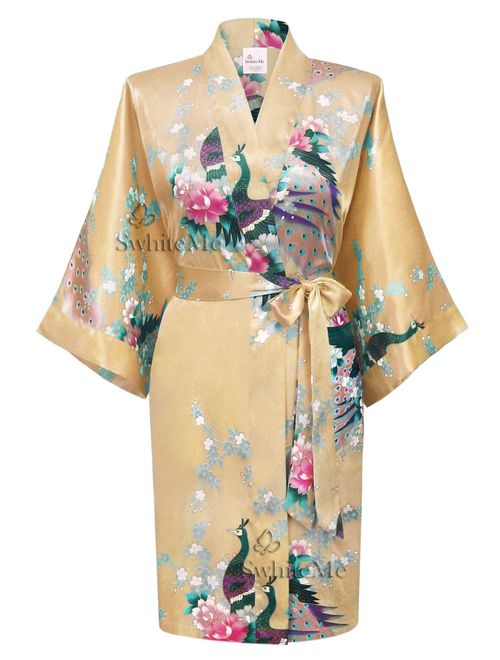 Swhiteme Women's Kimono Robe, Short