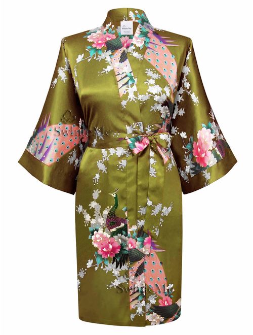 Swhiteme Women's Kimono Robe, Short