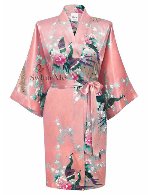 Swhiteme Women's Kimono Robe, Short