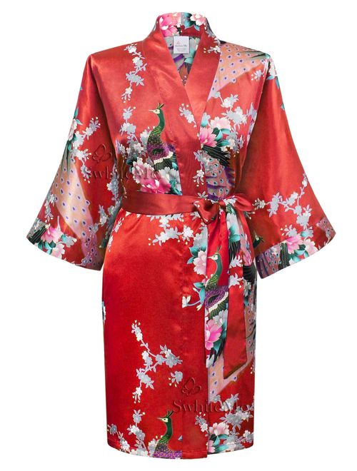 Swhiteme Women's Kimono Robe, Short