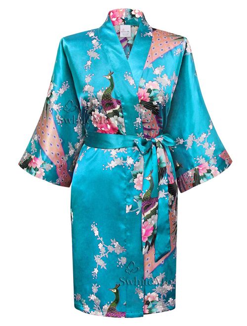 Swhiteme Women's Kimono Robe, Short