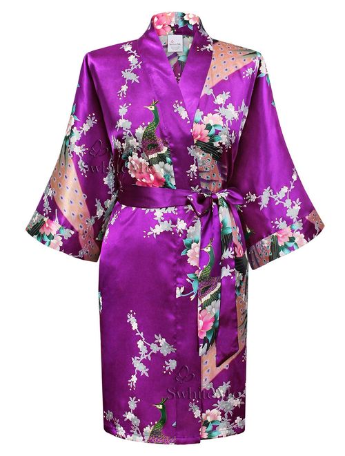 Swhiteme Women's Kimono Robe, Short