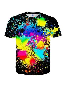 Hgvoetty Unisex Stylish 3D Printed Graphic Short Sleeve T-Shirts for Women Men