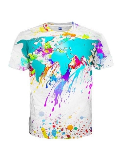 Hgvoetty Unisex Stylish 3D Printed Graphic Short Sleeve T-Shirts for Women Men