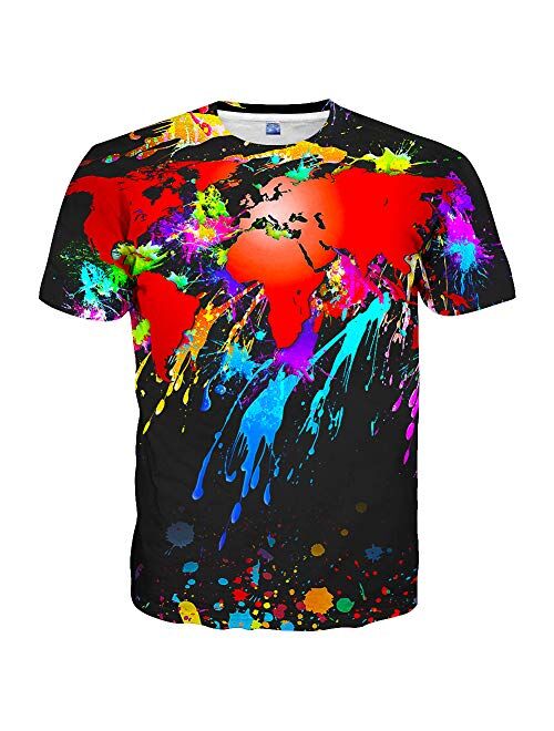 Hgvoetty Unisex Stylish 3D Printed Graphic Short Sleeve T-Shirts for Women Men