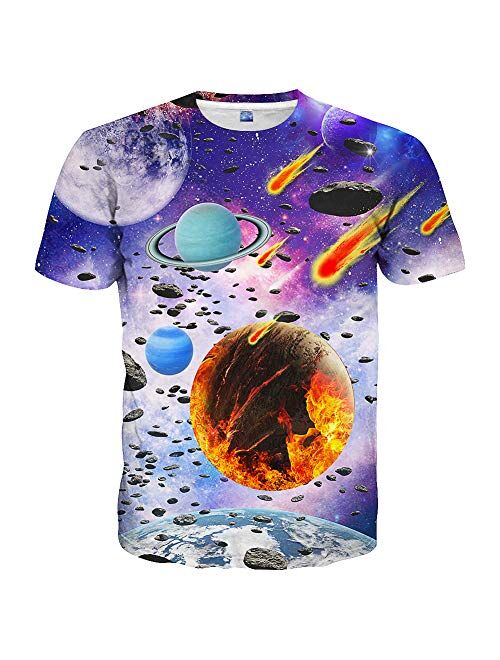 Hgvoetty Unisex Stylish 3D Printed Graphic Short Sleeve T-Shirts for Women Men