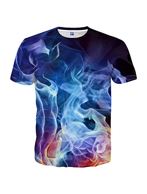 Hgvoetty Unisex Stylish 3D Printed Graphic Short Sleeve T-Shirts for Women Men