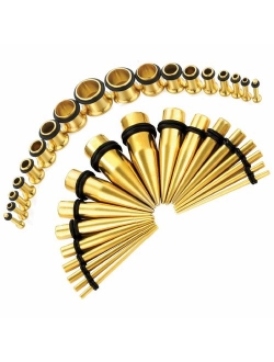 BodyJ4You 36PC Gauges Kit Ear Stretching 14G-00G Surgical Steel Tunnel Plugs Tapers Piecing Set